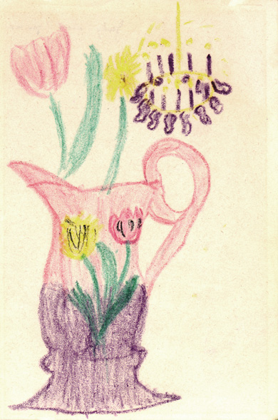"By Judy Age 7," crayon drawing by Judy Lavoie 1962