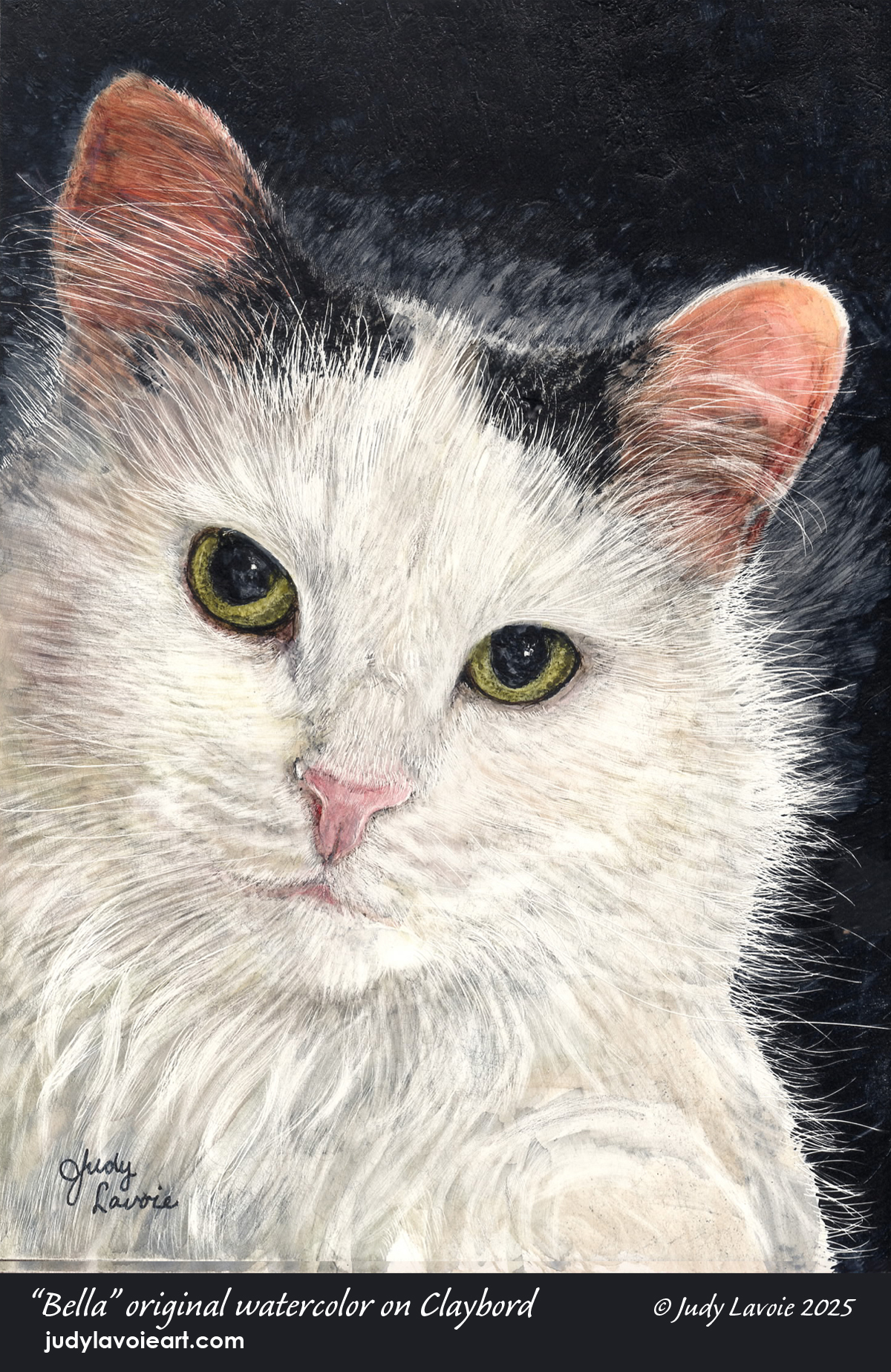 "Bella" original watercolor on Claybord™ © Judy Lavoie 2025