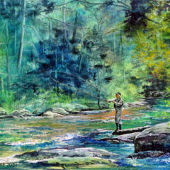 "Fishing the Tellico" watercolor © Judy Lavoie 2021