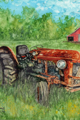 "Ford Work Horse" original whiskey watercolor © Judy Lavoie 2026