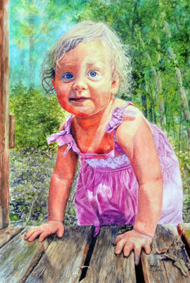 "Little Georgia Peach," watercolor © Judy Lavoie 2020