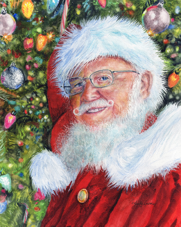 "The Real Santa," watercolor © Judy Lavoie 2019