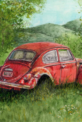 "The People's Car" original whiskey watercolor © Judy Lavoie 2026