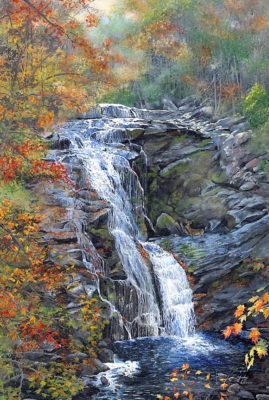 "Bald River Falls" acrylic painting © Judy Lavoie 2008