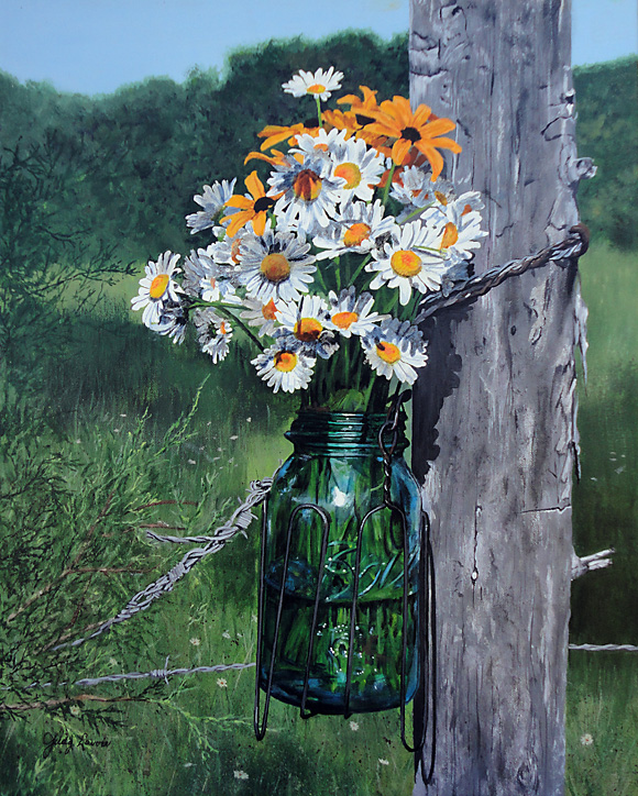 "Barnyard Bouquet," acrylic painting © Judy Lavoie 2014