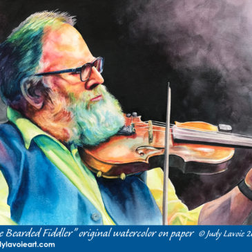 "The Bearded Fiddler" original watercolor on paper © Judy Lavoie