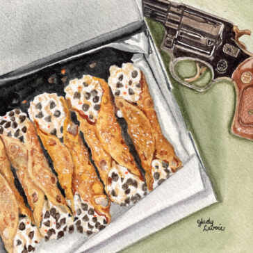 One of Judy's whiskey-color cocktail series paintings