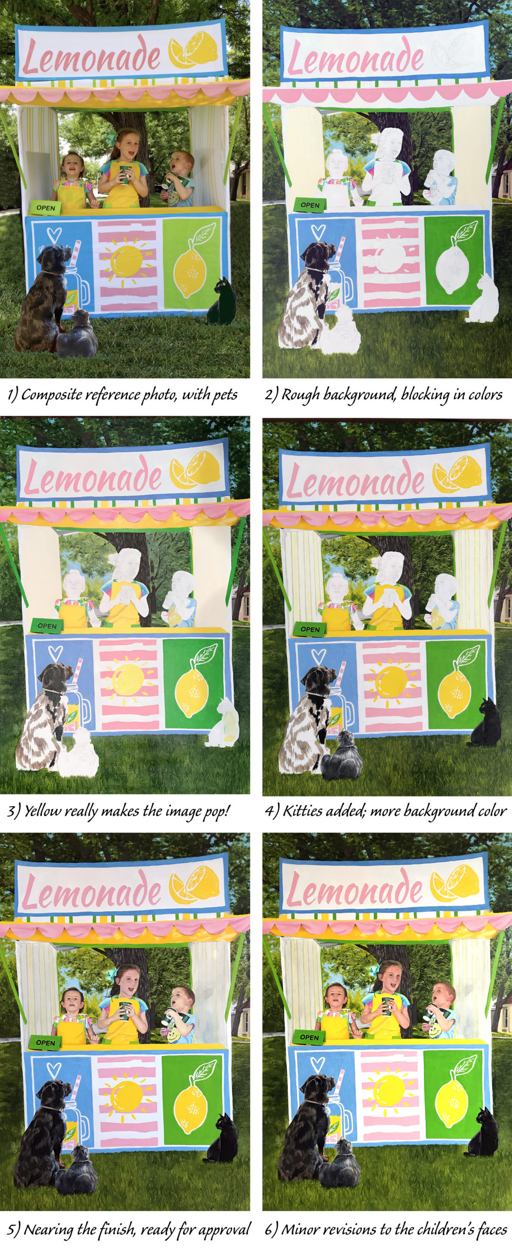 Collae of work in progress on Lemonade For All