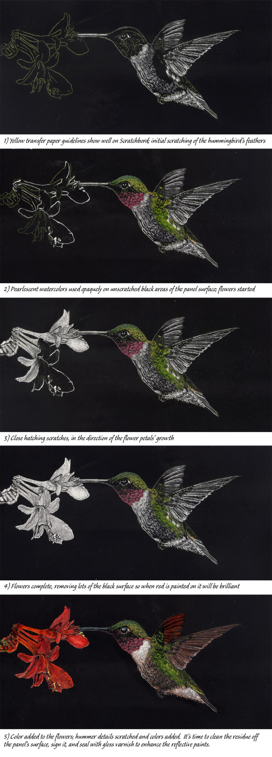 Collage of work in progress on Summer Hummer