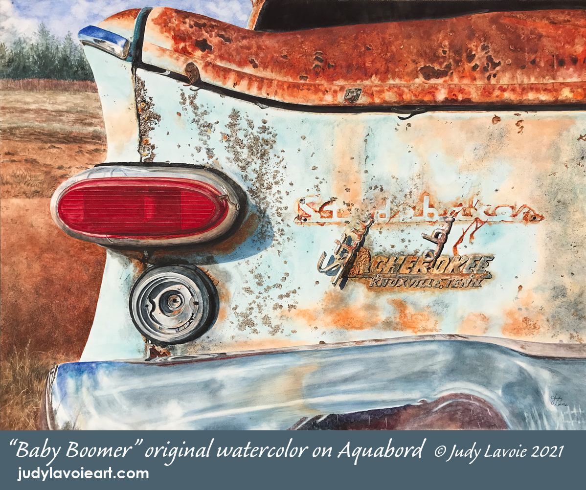 "Baby Boomer" watercolor on Aquabord © Judy Lavoie 2021