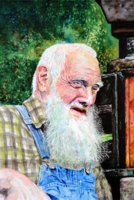 "Sorghum Maker," watercolor © Judy Lavoie 2019