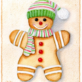 "Sugar and Spice" original watercolor painted with whiskey © Judy Lavoie 2025