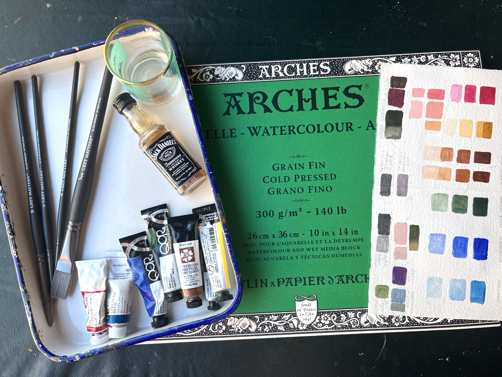 Judy's art supplies for the cocktail series