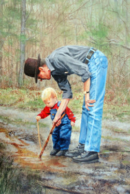 "Jordan Fishing With Gradpa Tim," acrylic © Judy Lavoie 2019