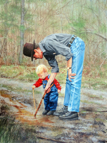 "Jordan Fishing With Gradpa Tim," acrylic © Judy Lavoie 2019